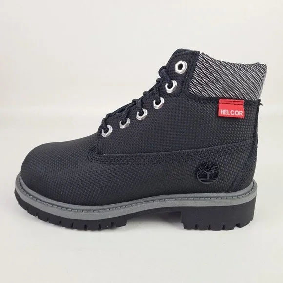 Timberland 6 IN Helcor Black Leather Waterproof Boot KIDS - Picture 2 of 12